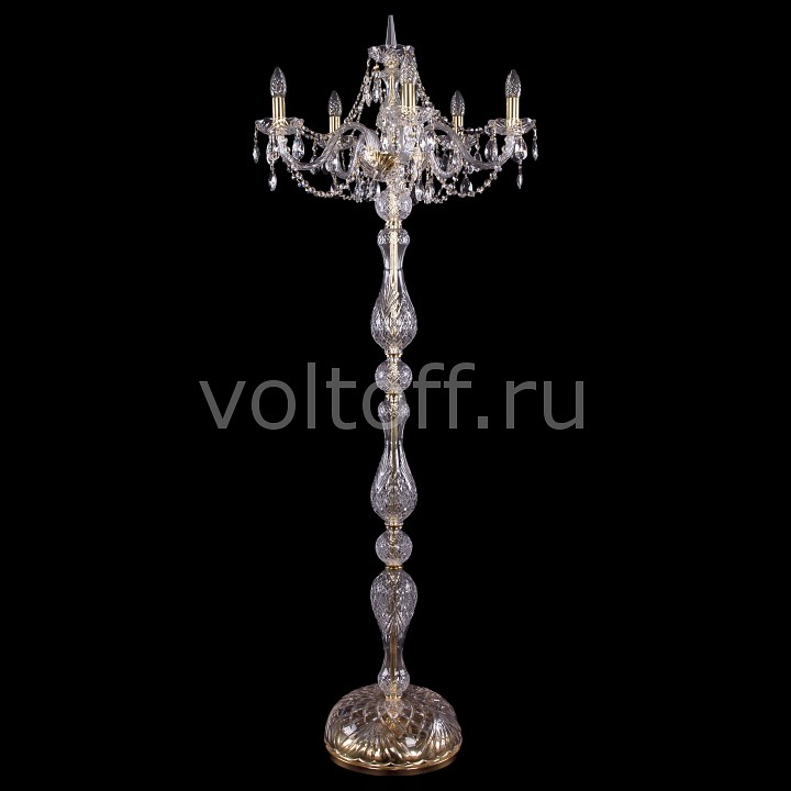 Торшер Bohemia Ivele Crystal Торшер Bohemia Ivele CrystalЭлитные светильники<br>Артикул - BI_5506_5_195_160_G,Серия - 5506<br>
